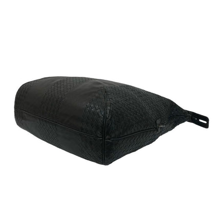 Bottega Veneta Intrecciato Leather Handbag Boston Bag Black