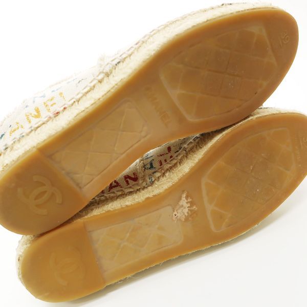 Chanel Espadrilles G29762 Linen #39 Hemp Logo Slip-on Flat Shoes Chanel