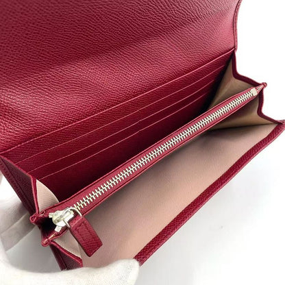 Bvlgari Bifold Leather Red Wallet Silver