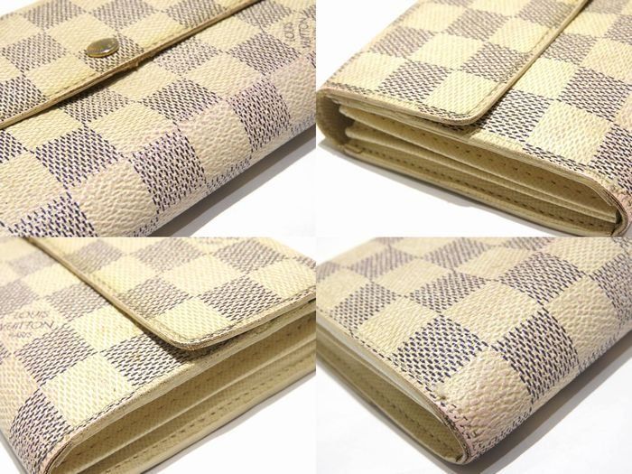 Louis Vuitton Women's Long Wallet N61735 Damier Azure Portefeuille Sarah Medium