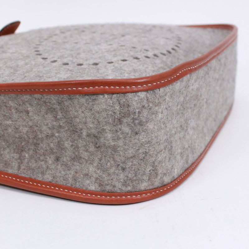 Hermes Evelyn 1 Leather And Felt Gray Shoulder Bag Silver