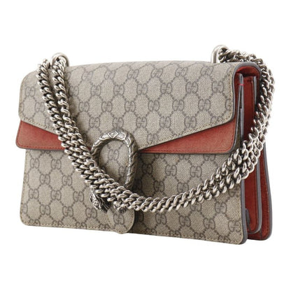 Gucci Duonisos Chain Shoulder 400249 GG Supreme Canvas And Suede Brown Women