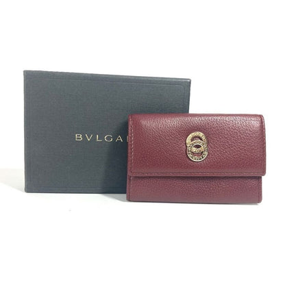 Bvlgari Key Case Logo Leather Red