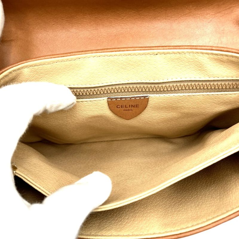 Celine M06 Shoulder Bag Clutch Bag Light Shape 2way Macadam Brown PVC Leather