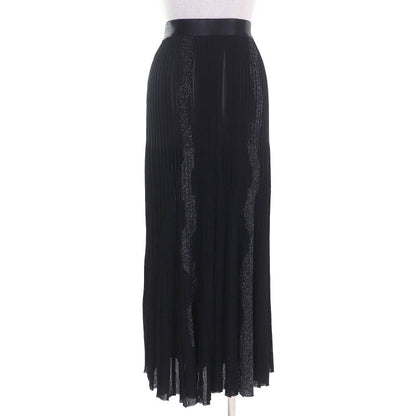 CHANEL P72907k10467 One Point Coco Mark Long Pleated Skirt Black 38 Made In
