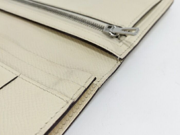 Hermes Bearn Souffle Touch Bifold Wallet Leather Ivory