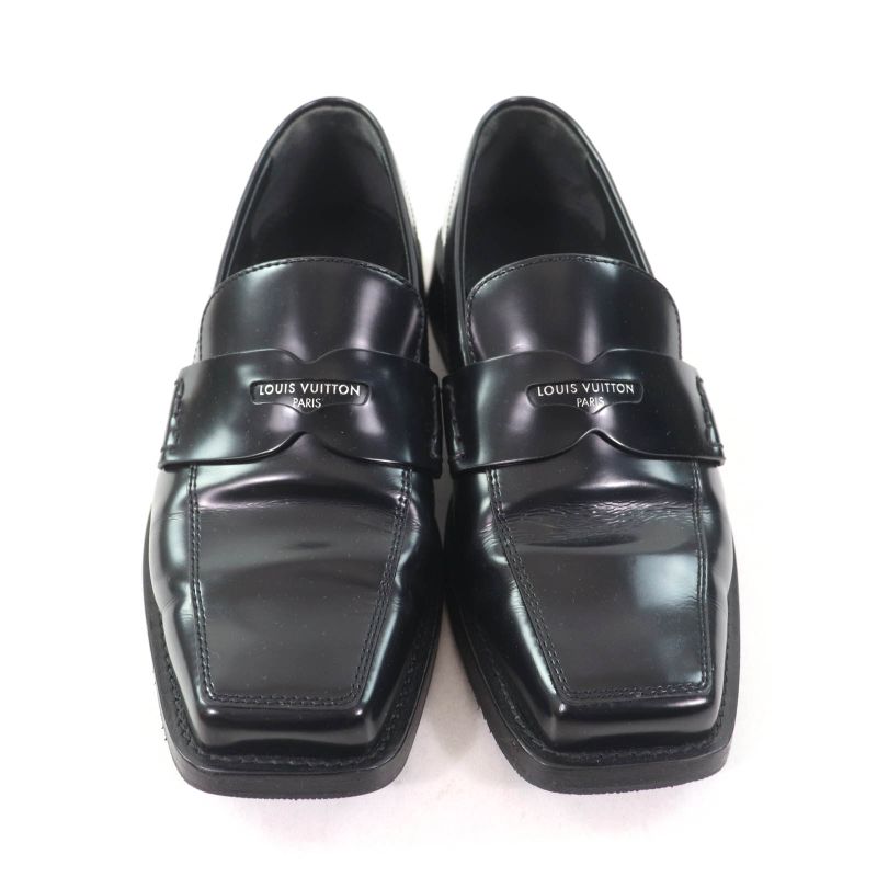 Louis Vuitton Connelly Line Logoed Square Toe Leather Coin Loafer Black