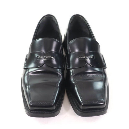 Louis Vuitton Connelly Line Logoed Square Toe Leather Coin Loafer Black