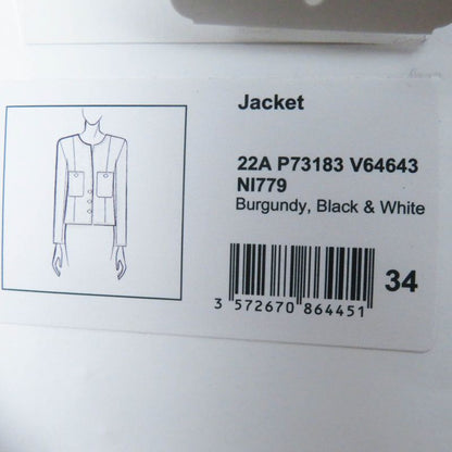 CHANEL 22AW 22A P73183 Collarless Tweed Jacket With Coco Mark Buttons Burgundy