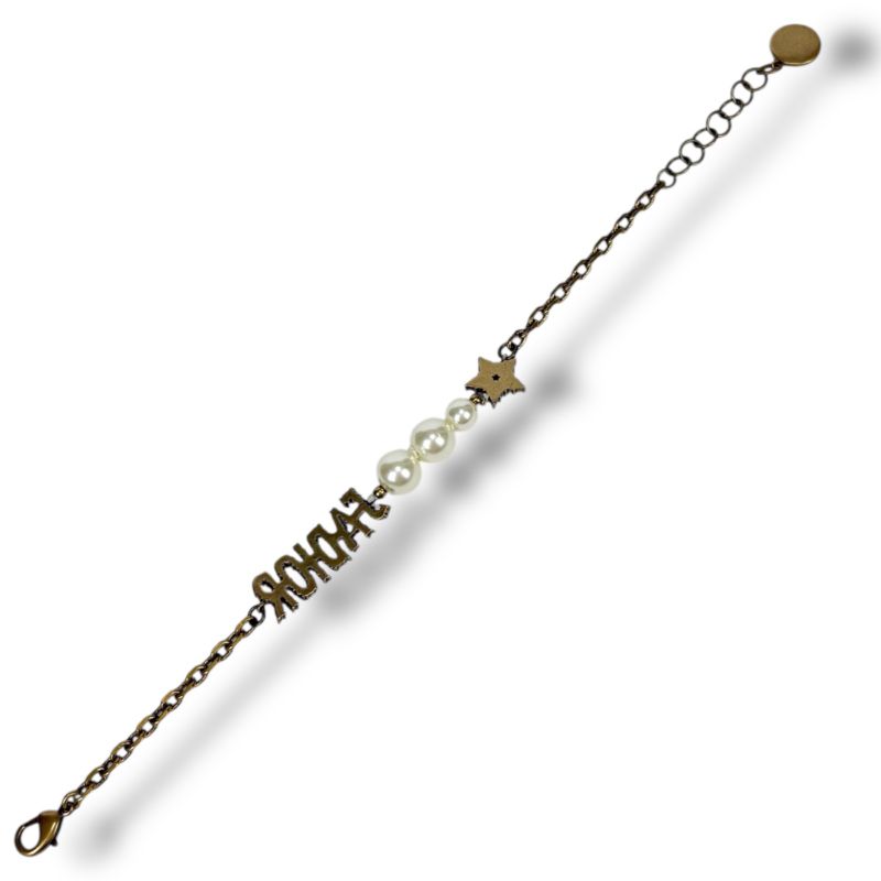 Christian DIOR Bracelet Gold Hardware Pearl Star Rhinestone Vintage Work