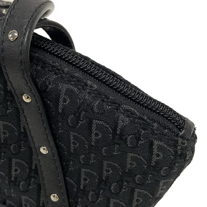 Dior/christian Dior Handbag Trotter Black And Dark Gray Studded/mini Bag Leather