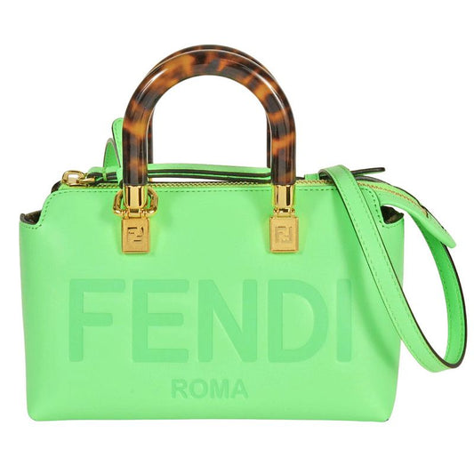 Fendi By The Way Mini Handbag Leather 8bs067 ABVL Green Shoulder Bag
