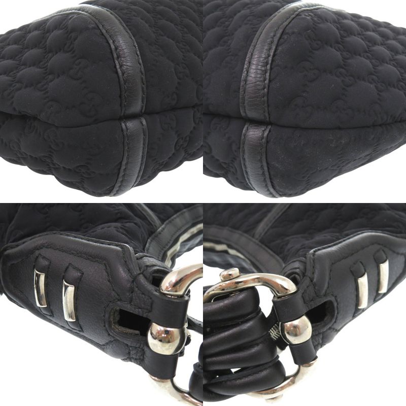 Gucci GG Logo Fringe Bamboo One Shoulder Bag Horsebit Hobo Bag Nylon Leather