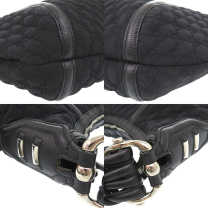 Gucci GG Logo Fringe Bamboo One Shoulder Bag Horsebit Hobo Bag Nylon Leather