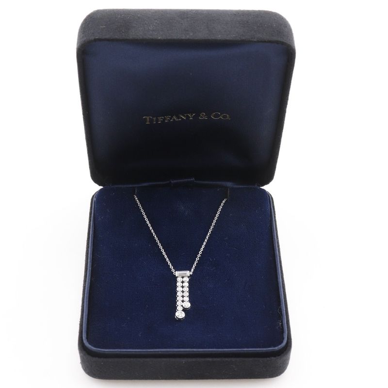 Tiffany & Co Jazz Double Drop Pt950platinum X Diamond Ladies 4.7g Necklace