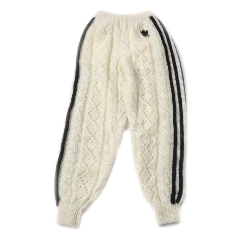 Gucci×adidas 721504 Trefoil Three Stripes Mohair Knit Pants Ivory Black XS Made