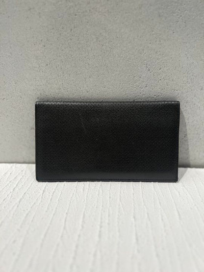 Hermes MC2 Fleming Long Wallet Calf Leather Perforated Black T Engraved