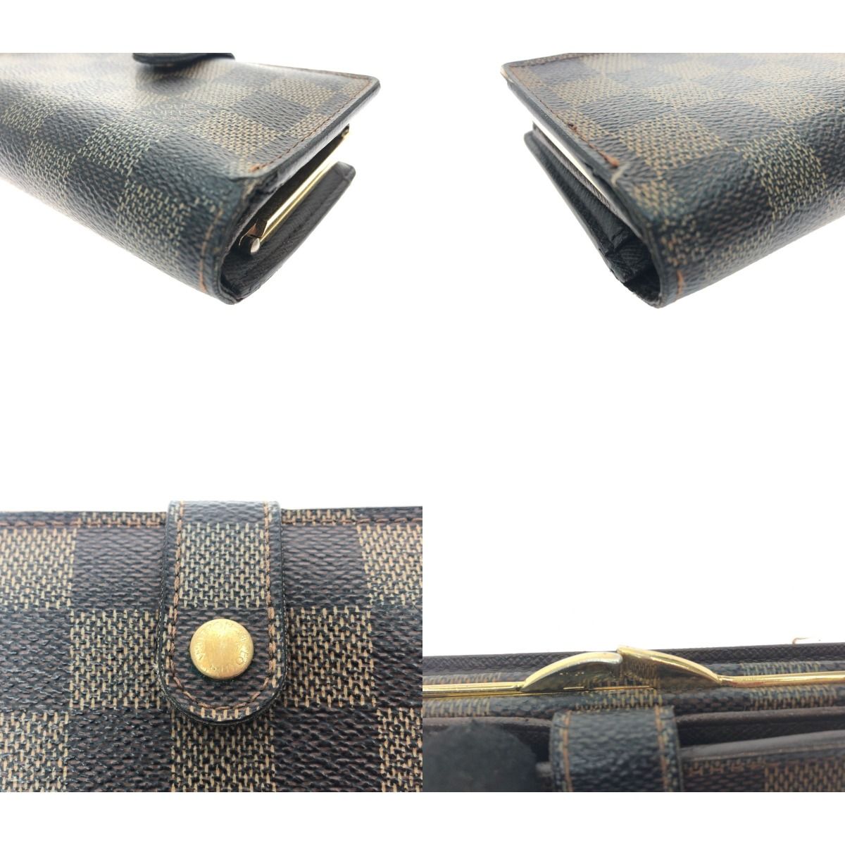 Louis Vuitton Damier Portefeuille Viennois Clasp Bifold Wallet N61674 Brown