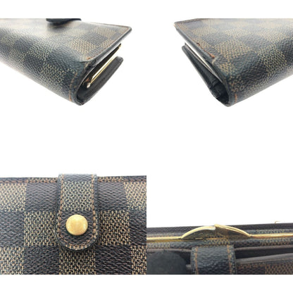Louis Vuitton Damier Portefeuille Viennois Clasp Bifold Wallet N61674 Brown