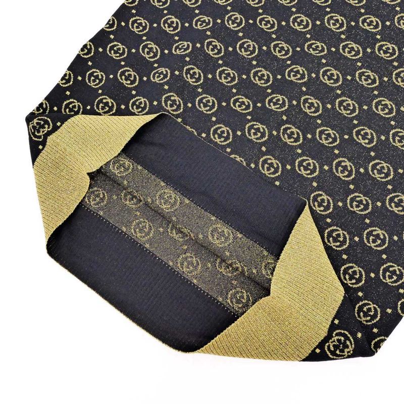 Gucci Short Sleeve Knit GG Pattern M Size 554595 Black Gold Lamé