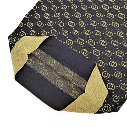 Gucci Short Sleeve Knit GG Pattern M Size 554595 Black Gold Lamé