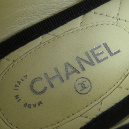 CHANEL 16P G31630 Coco Mark Flat Leather Shoes White Black 35 With Box