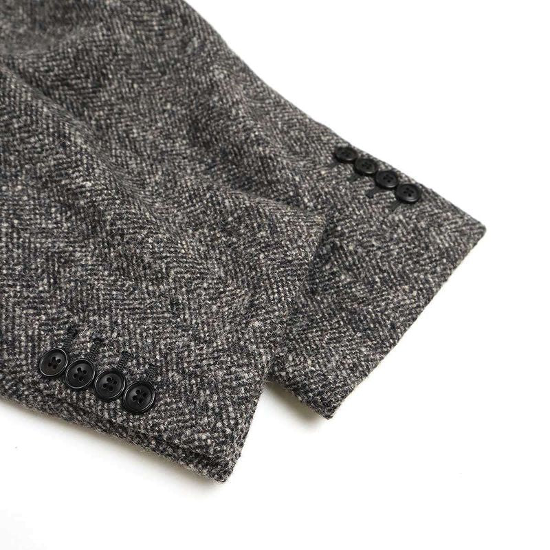 Hermes 15aw Multi-Fabric Double Breasted Tweed Coat Grey- 50