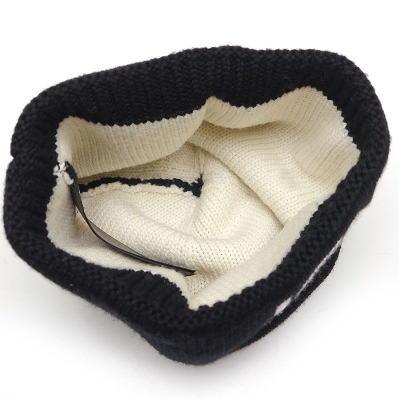 Fendi Knit Cap Beanie Wool Black And White