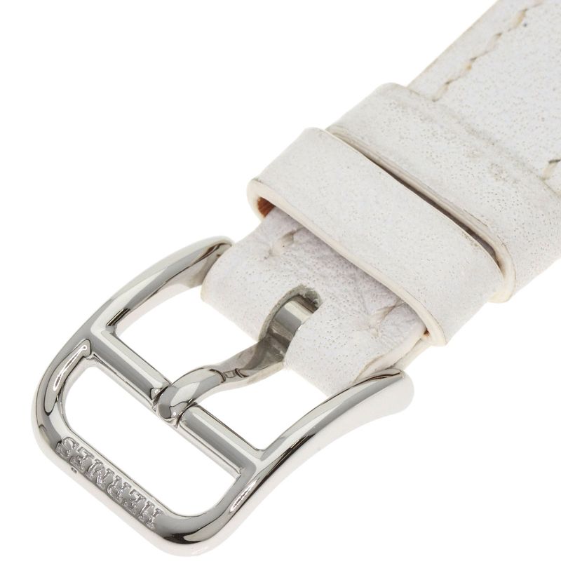 Hermes Ct1210 Cape Cod Tonneau Wristwatch SS Leather Ladies