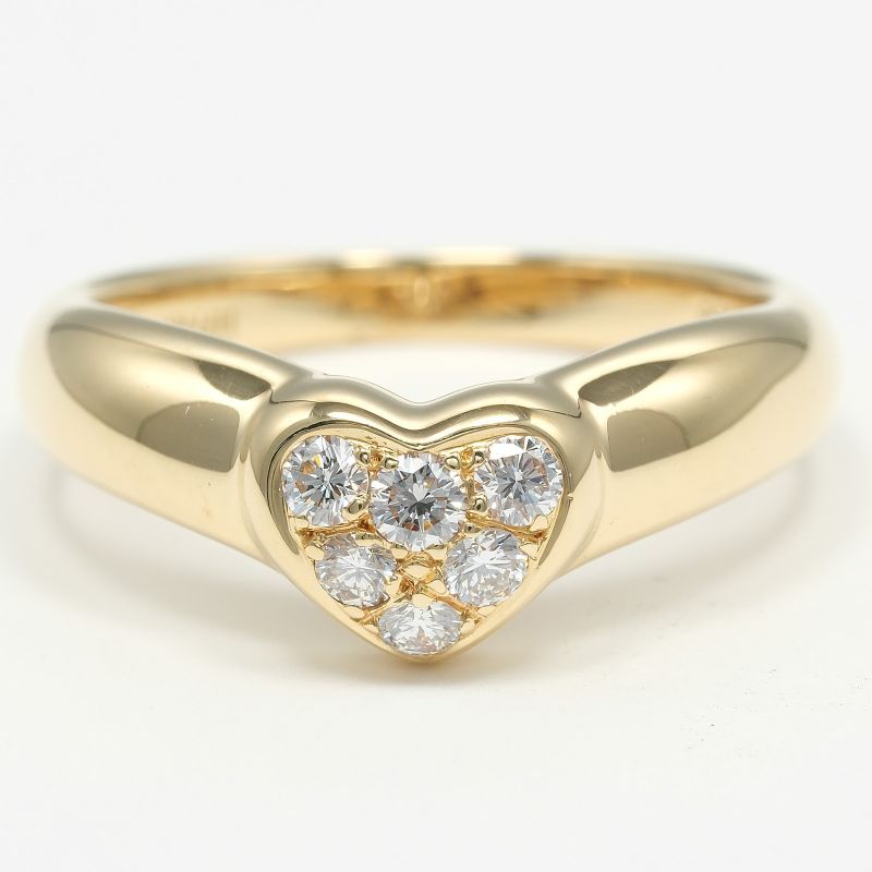 Tiffany & Co Pave Heart 18K Yellow Gold And Diamonds #13 Ladies 3.8g Ring