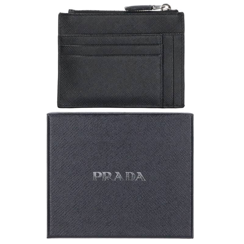 Prada 2mc067 Logo Plate Saffiano Coin Card Case Men's