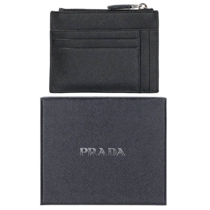 Prada 2mc067 Logo Plate Saffiano Coin Card Case Men's