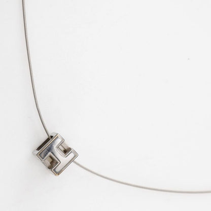 Hermes Caged Ash H Cube Metal Silver Ladies 8.2g Necklace