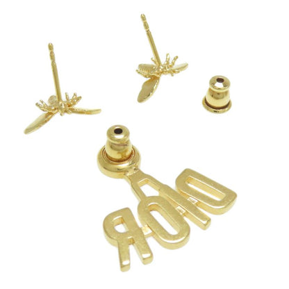 Christian DIOR Bee Motif Logo Earrings Metal Women