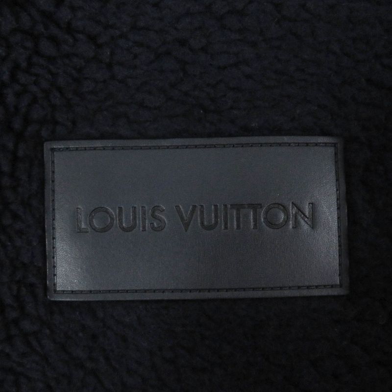 Louis Vuitton 1aglxq 25SS Monogram Leather Patch Fleece Jacket Blouson Navy L