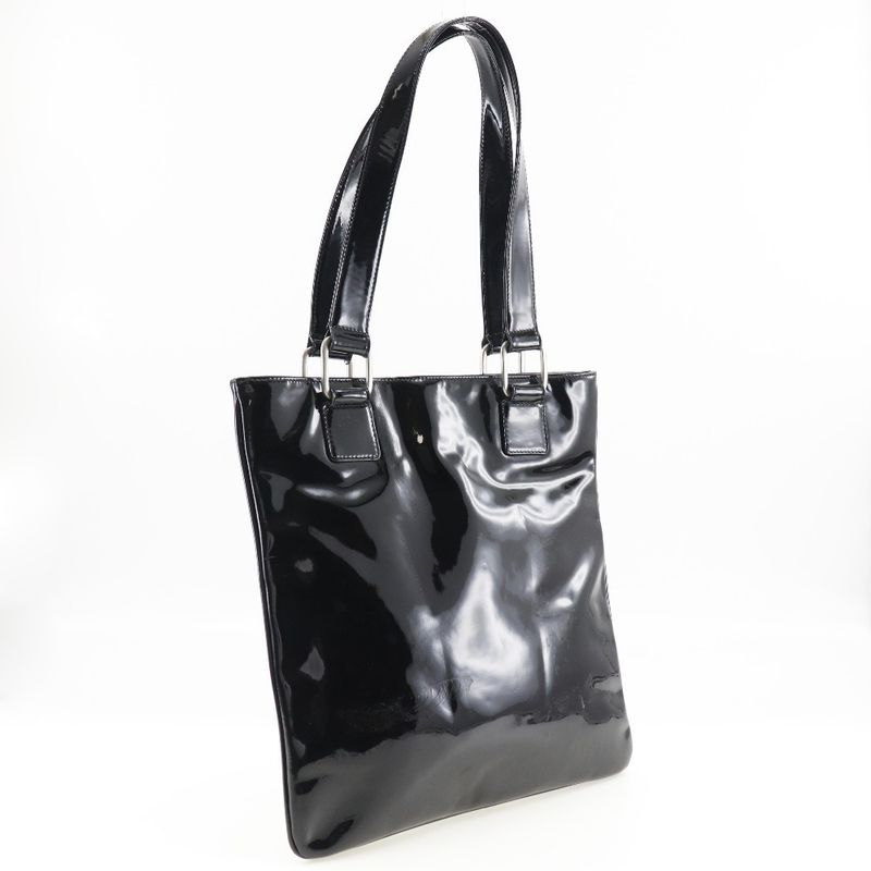 Loewe Anagram Enamel Black Women's Tote Bag