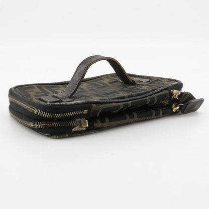 Fendi Folding Vanity Zucca Nylon Canvas Brown Women's Pouch