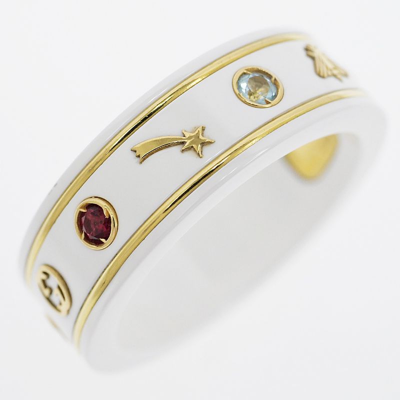 Gucci Icon Ring With Gemstone White Zirconia 750yg Gold No 18 Jewelry -