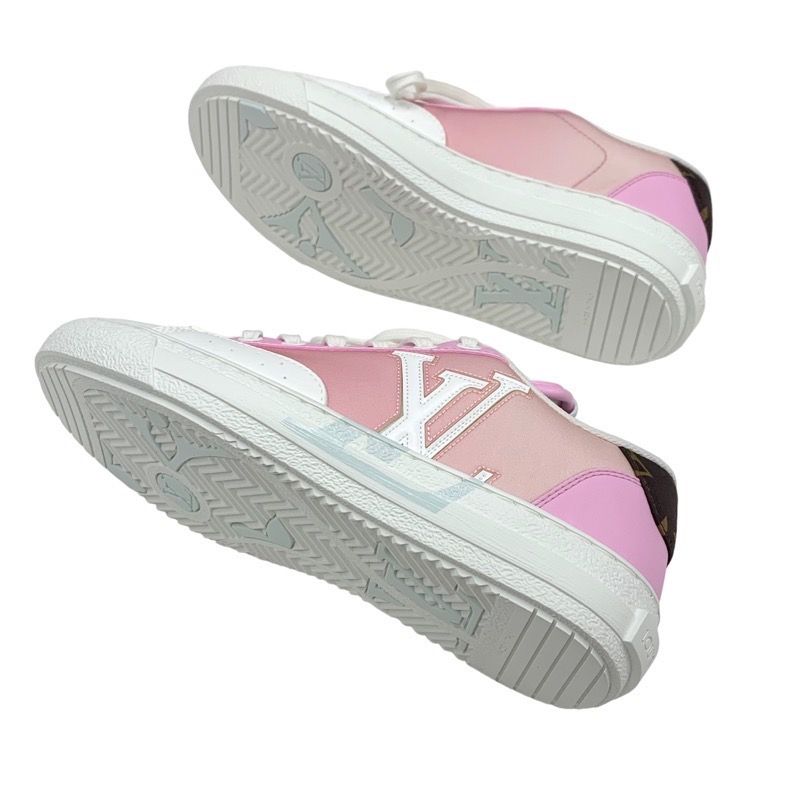 Louis Vuitton Charlie Line Monogram Sneakers Shoes Fabric Leather Pink White
