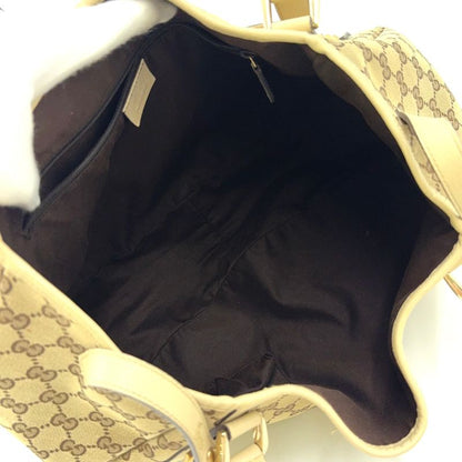 Gucci Abby GG Canvas Tote Bag Leather X Canvas Brown Shoulder Bag Gold 130736