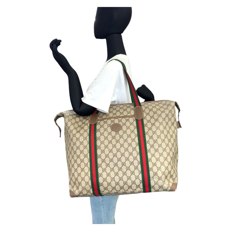 Gucci Vintage Old Gucci Sherry Line GG Supreme Canvas Tote Bag Women 504097