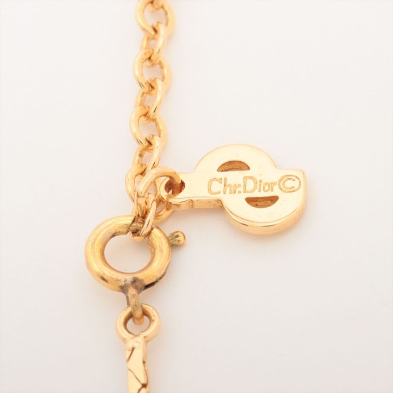 Christian DIOR Heart Necklace GP With Rhinestones Gold