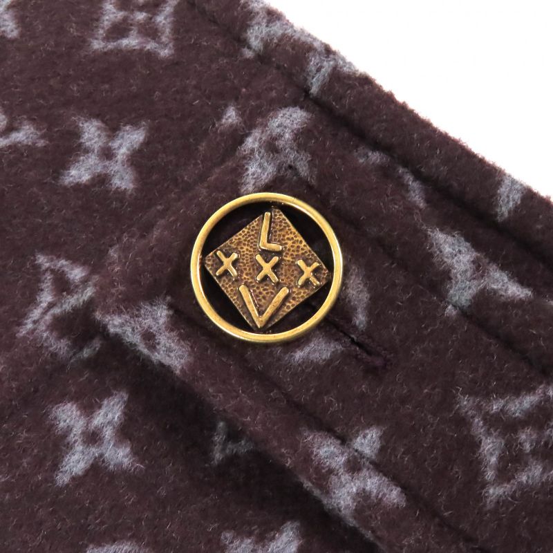 Louis Vuitton 21AW 1a90z6 Monogram Martin Girl Wool Silk Logo Button Mini Skirt