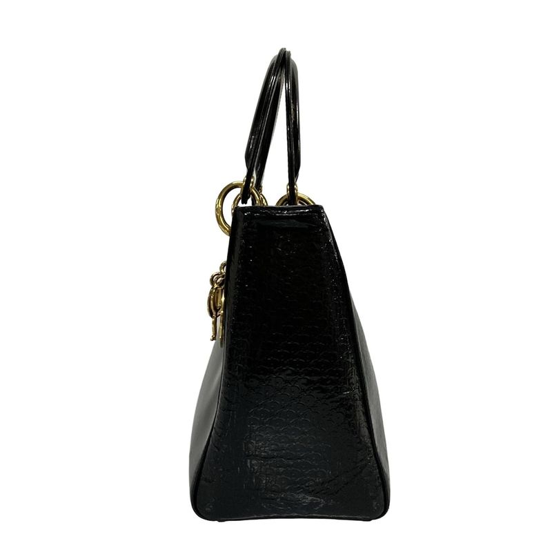 Dior/christian Dior Handbag Lady Dior Medium Bag Black Trotter Leather