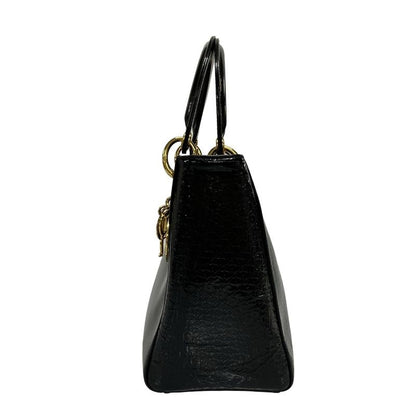 Dior/christian Dior Handbag Lady Dior Medium Bag Black Trotter Leather