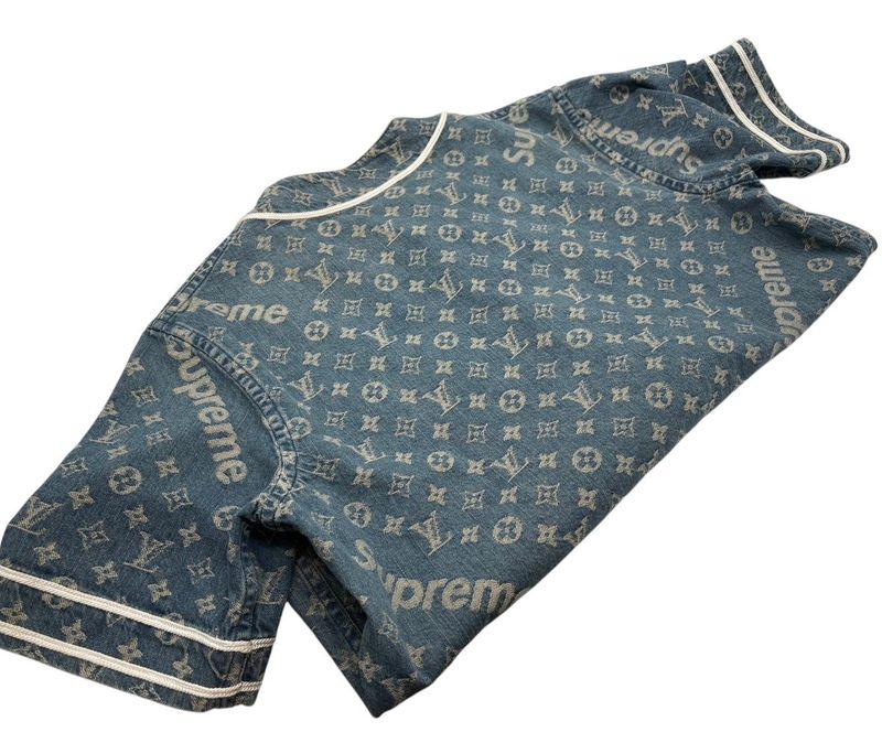 2254 Louis Vuitton Baseball Shirt Hdd92wall Monogram Denim Short Sleeve S Size