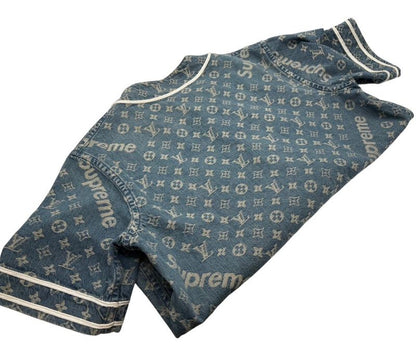 2254 Louis Vuitton Baseball Shirt Hdd92wall Monogram Denim Short Sleeve S Size