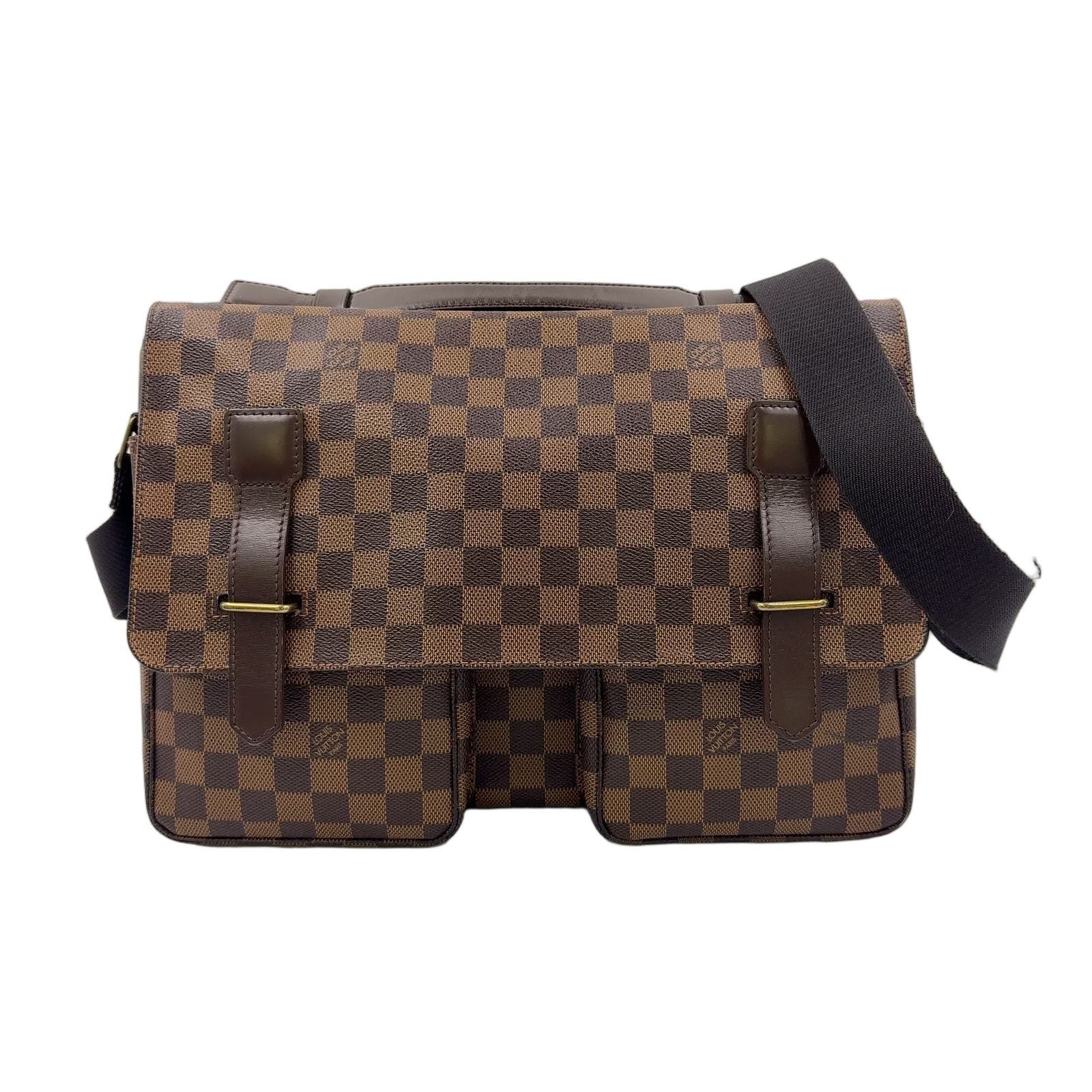 Louis Vuitton Broadway Damier Ebene Leather Brown Shoulder Bag Gold