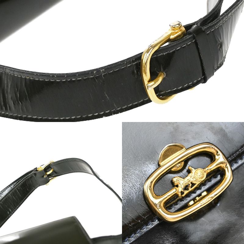 Celine Carriage Motif Shoulder Bag Enamel Navy 31ka940