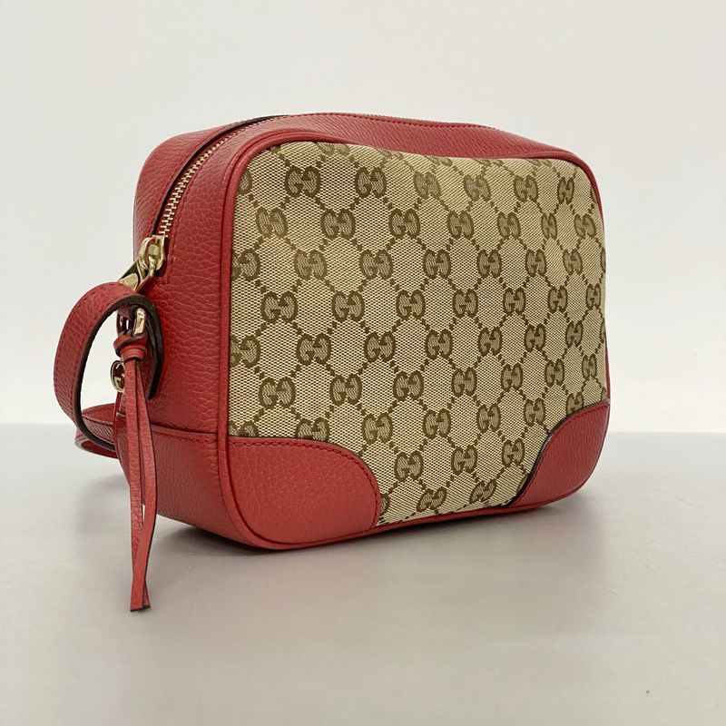 Gucci Shoulder Bag GG Canvas 449413 Canvas Brown Red Chien Pan Gold Hardware